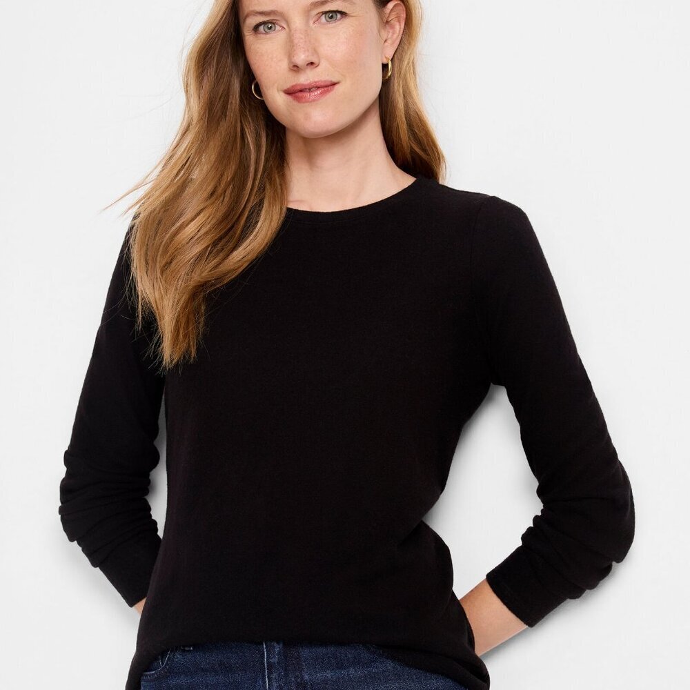 NWT NIC+ZOE Cozy Long Sleeve Shirttail Tee Drapey Midweight Soft Black Onyx - S